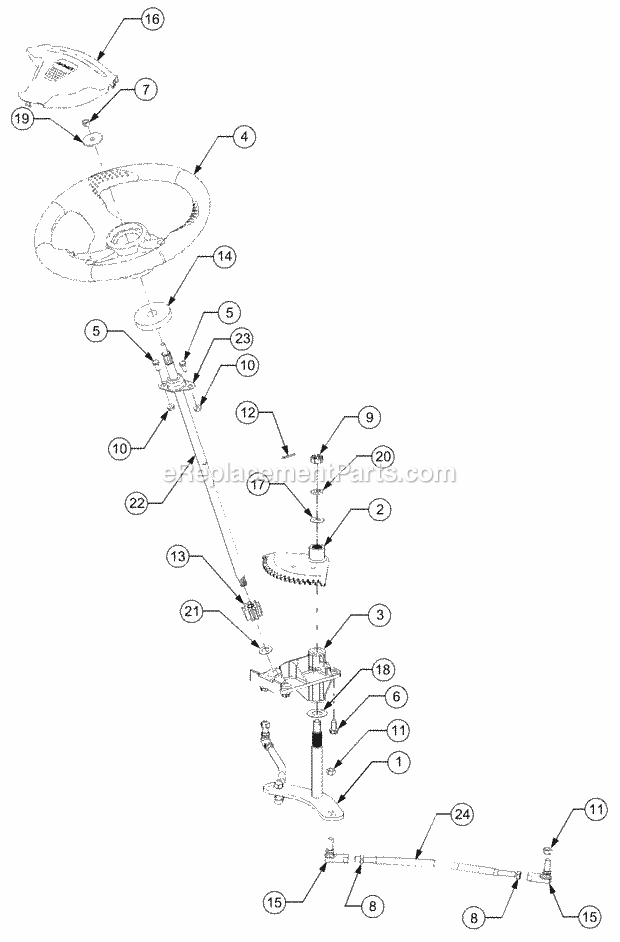 Steering Diagram and Parts List for GT2521-48 13A-278M710 Cub Cadet Lawn Tractor